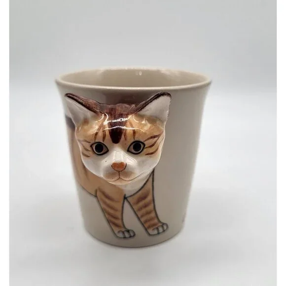 Orange Tabby Cat Coffee Tea Mug Thailand Toothbrush Holder, Pencil Cup Novelty - Picture 2 of 9